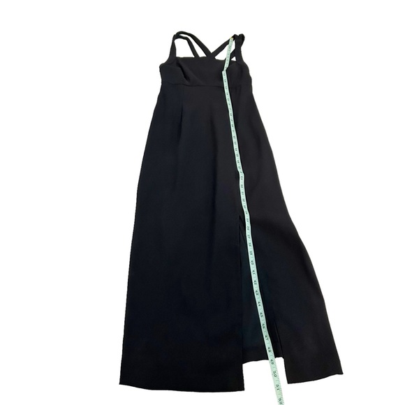 CDC Petites Vintage Crisscross Straps Black Long Slit Front Maxi Dress Petite 8 - Picture 4 of 10
